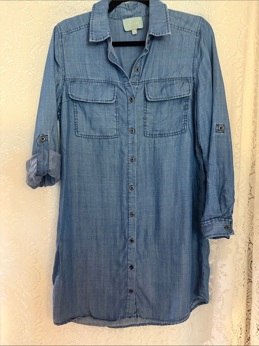 Skies are Blue light weight Shirt Dress - Blue